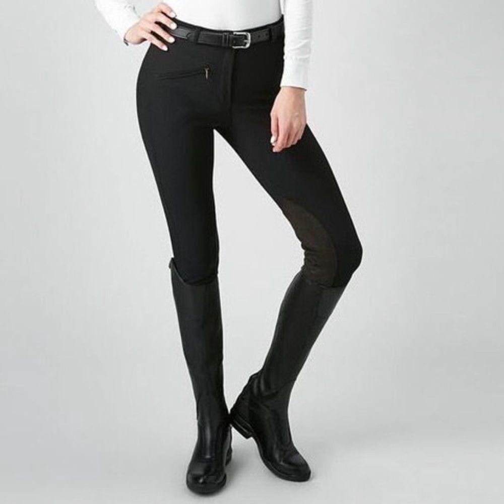 TUFFRIDER Ladies’ Ribb Knee Patch Breeches Black Size 36L NWT 🏷
